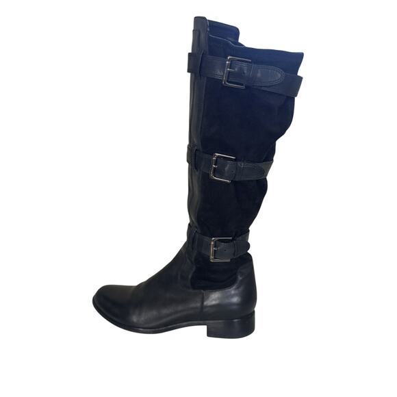 Cole Hahn Air Avalon Black Leather Triple-Buckle Knee Boots Size 8.5 Riding - Picture 1 of 7